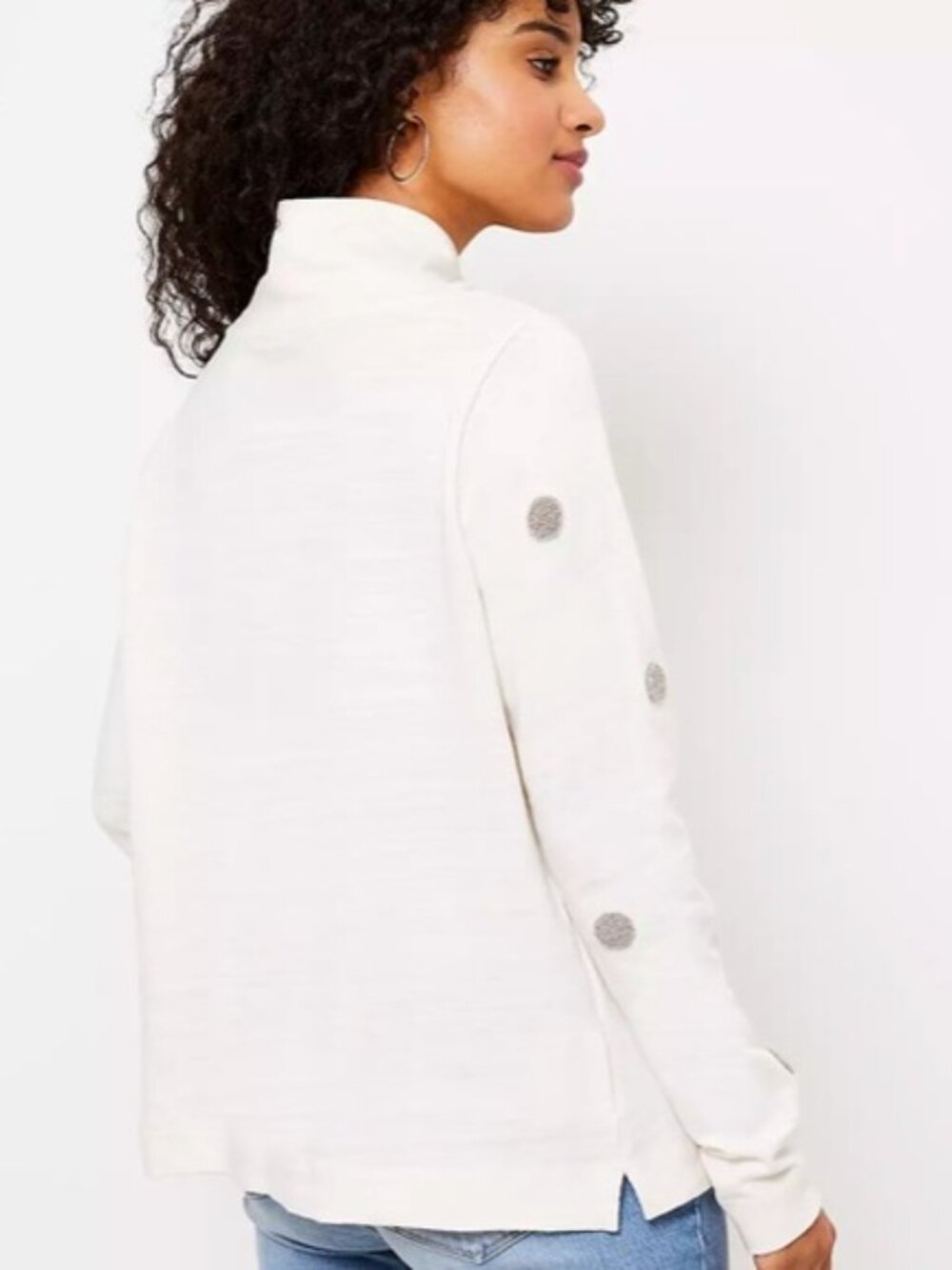 Loft dotted mock neck sweatshirt Medium - Picture 3 of 11